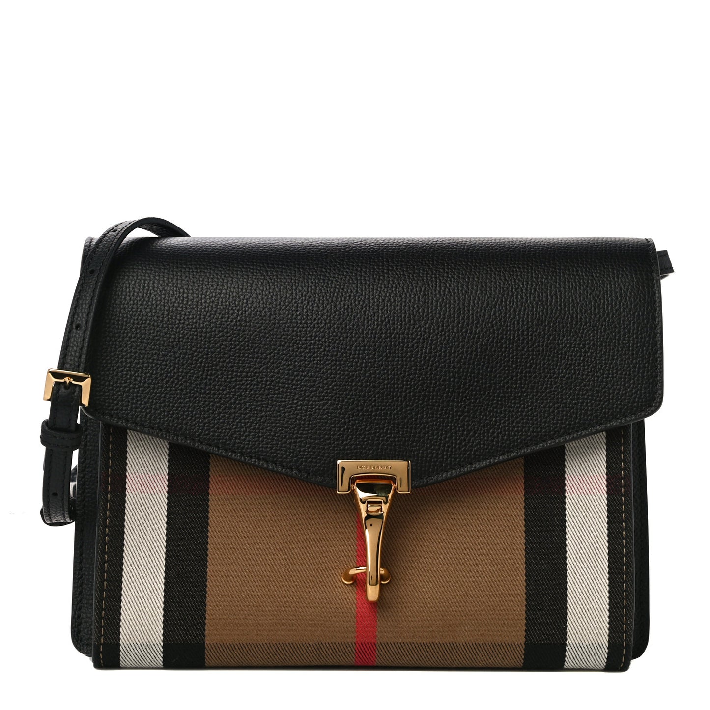 Derby Calfskin House Check Small Macken Crossbody Bag Black