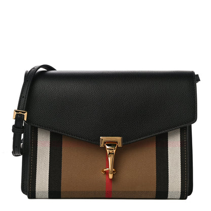 Burberry Derby Calfskin House Check Small Macken Crossbody Bag Black 1 of 13