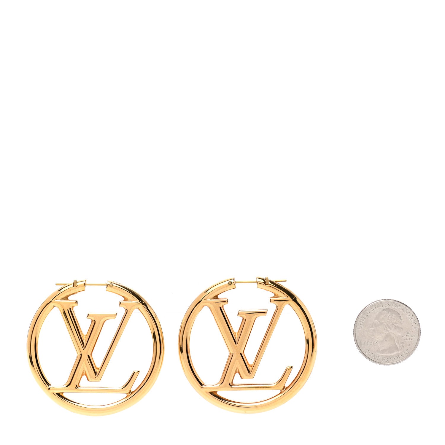 Louis Vuitton Metal Louise Hoop Earrings Gold 2 of 5