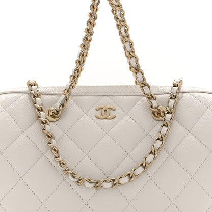 Chanel Caviar Quilted Barrel Clutch With Chain White 8 of 10