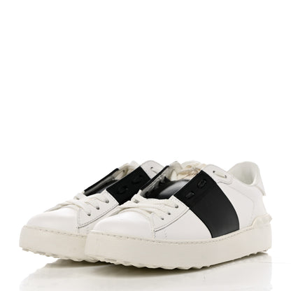 Valentino Garavani Calfskin Womens Rockstud Open Sneakers 36.5 White Black 3 of 8