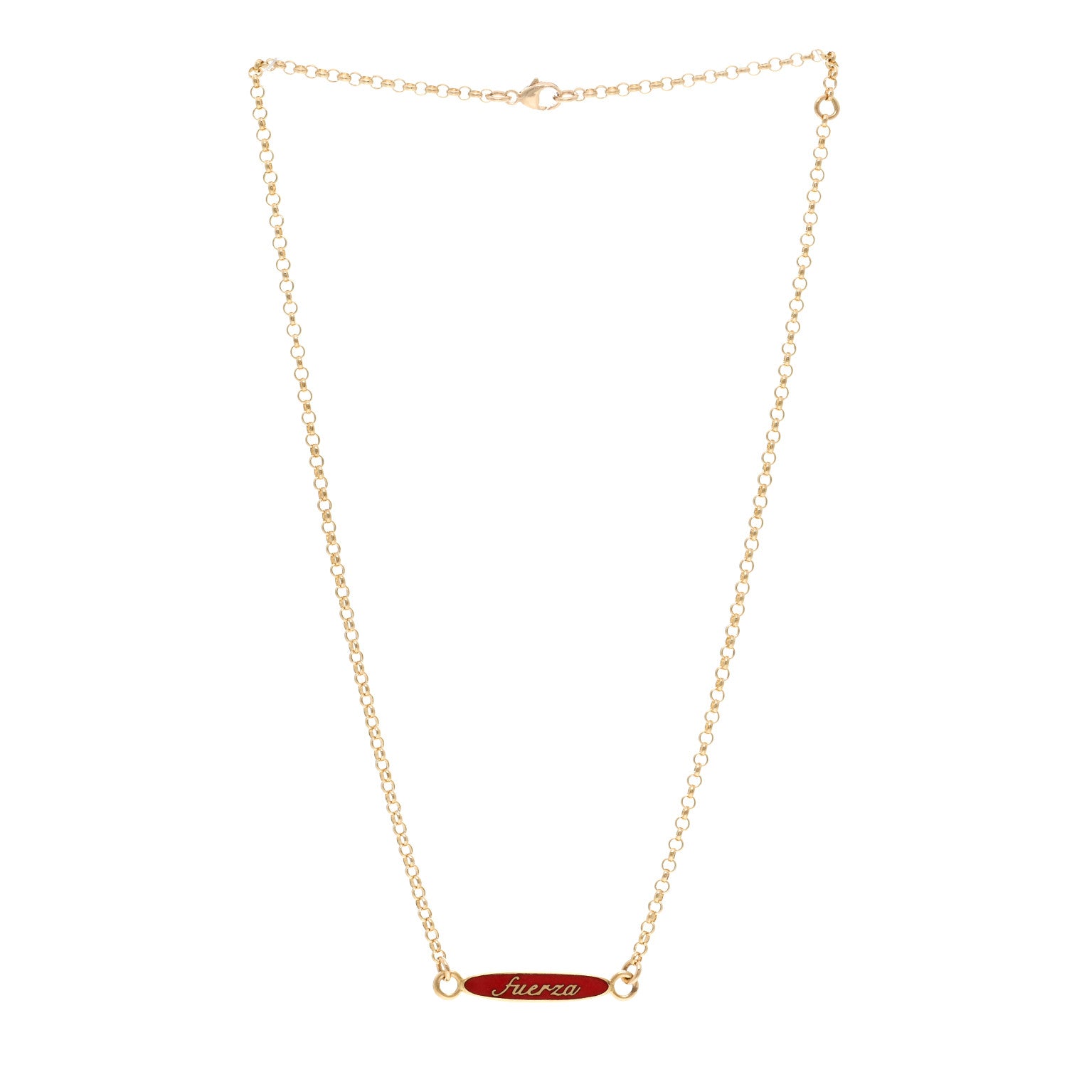 Foundrae 18K Yellow Gold Diamond Enamel Fuerza Pendant Necklace Red 3 of 4
