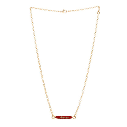 Foundrae 18K Yellow Gold Diamond Enamel Fuerza Pendant Necklace Red 3 of 4