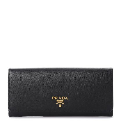 Prada Saffiano Metal Continental Flap Wallet Nero Black 1 of 10