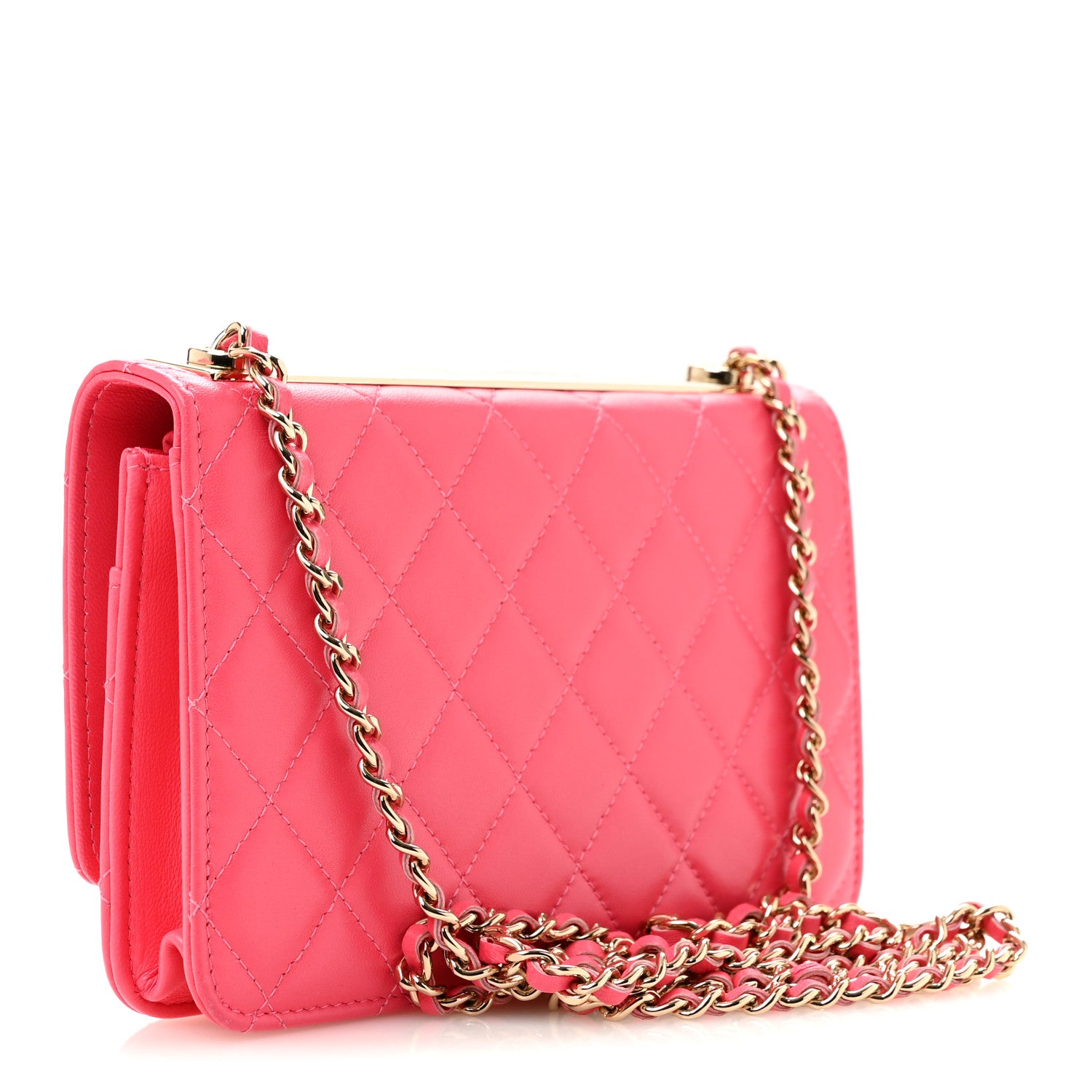 Chanel Lambskin Quilted Trendy CC Wallet On Chain WOC Pink 3 of 16
