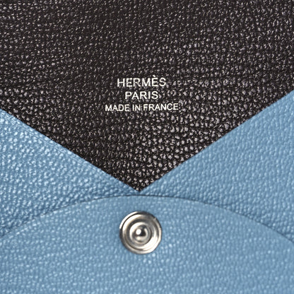 Hermes Chevre Mysore Verso Calvi Card Case New Bleu Jean Havane 7 of 9
