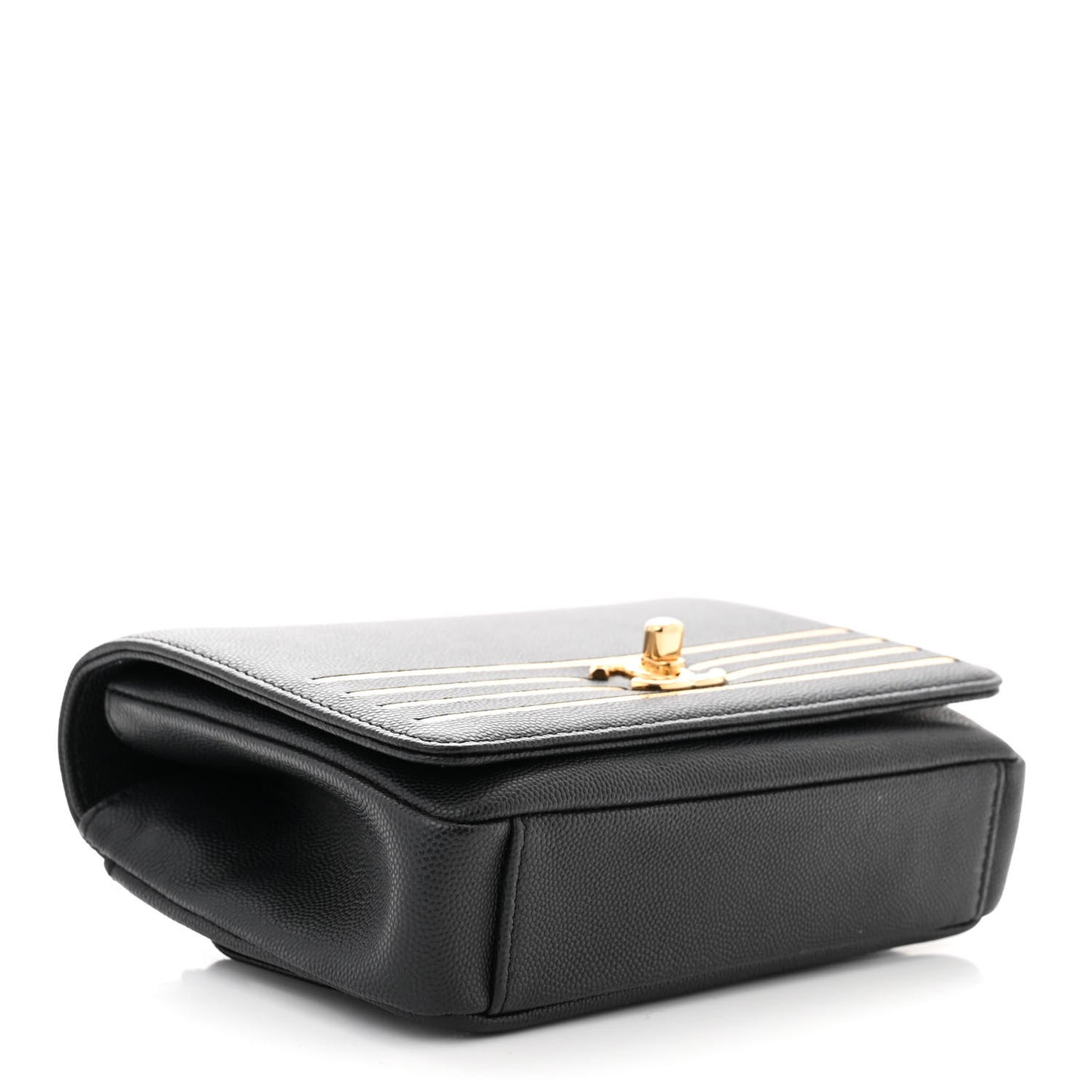 Grained Calfskin Embroidered Captain Gold Belt Bag Black