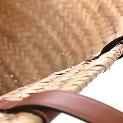 Celine Raffia Calfskin Triomphe Medium Panier Tan 5 of 6