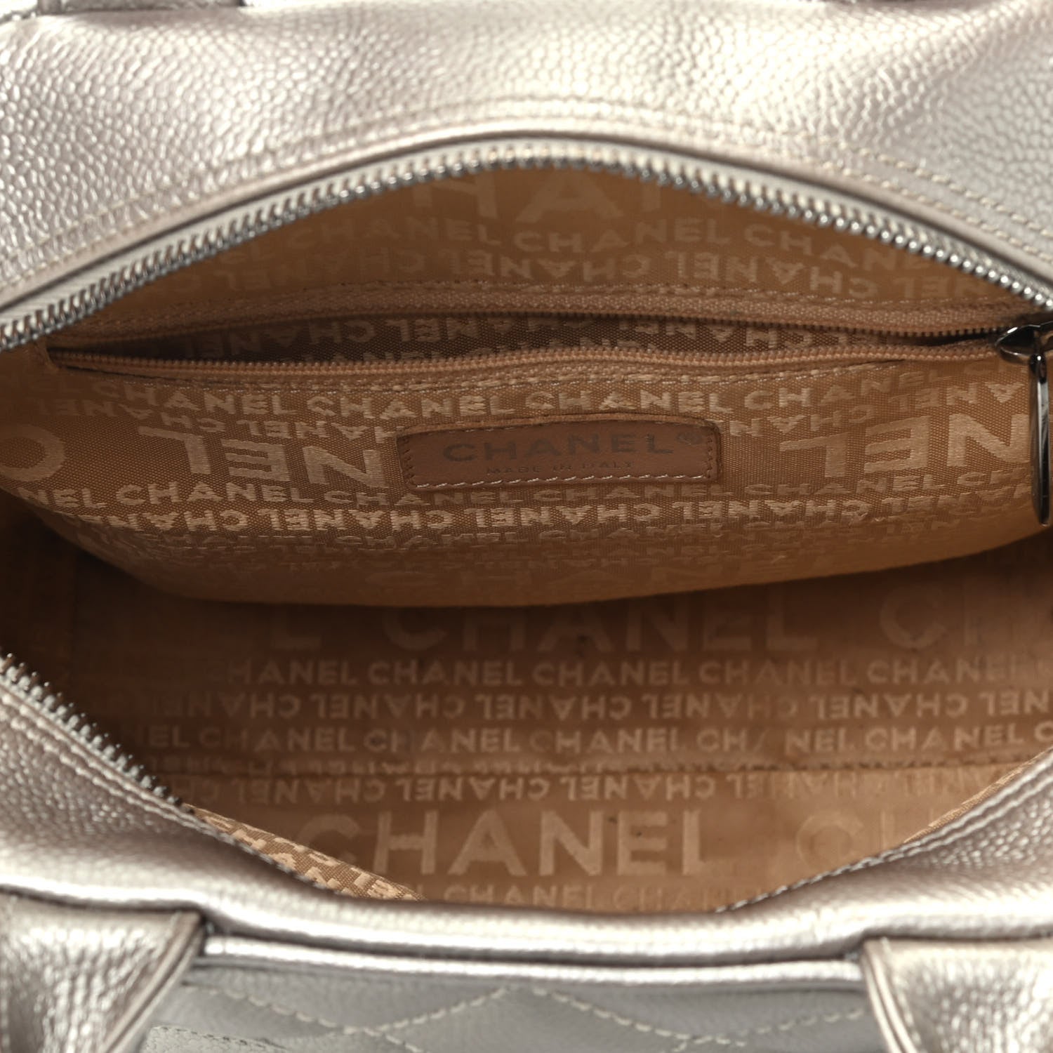 Chanel Metallic Caviar Quilted Vertical Bowler Light Gold 5 of 9