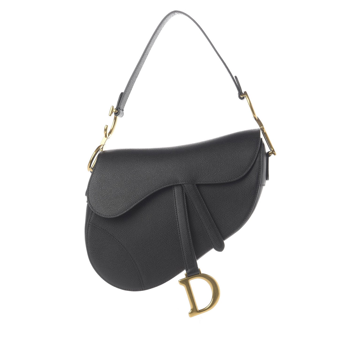 Grained Calfskin Saddle Bag Black