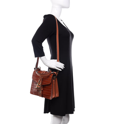 Chloe Calfskin Crocodile Embossed Small Aby Day Shoulder Bag Sepia Brown 2 of 11
