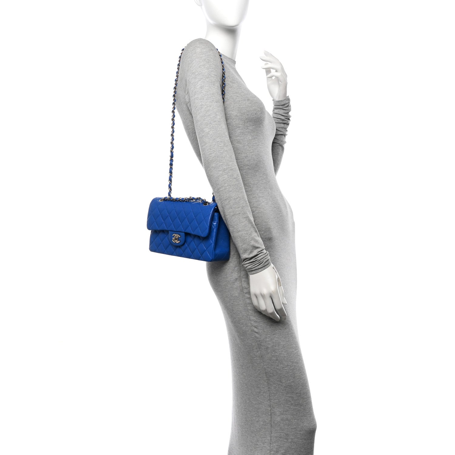 Chanel Caviar Quilted Small Double Flap Blue 2 of 11
