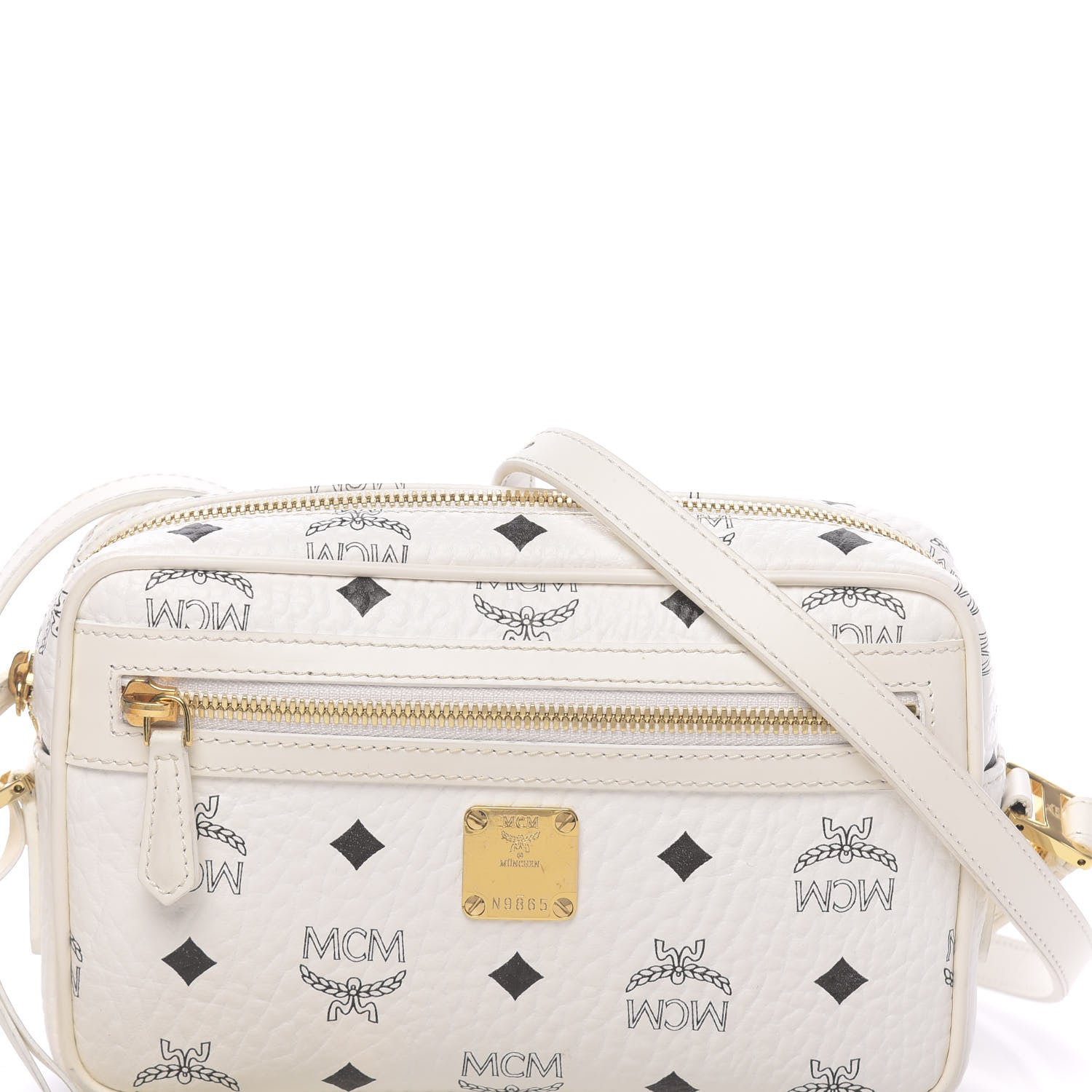 MCM Visetos Small Heritage Line Camera Crossbody Bag White 9 of 9