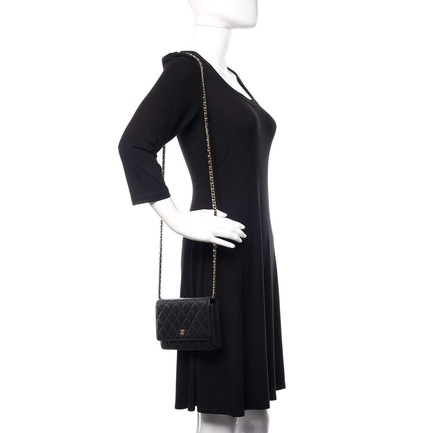 Caviar Quilted Wallet On Chain WOC Black