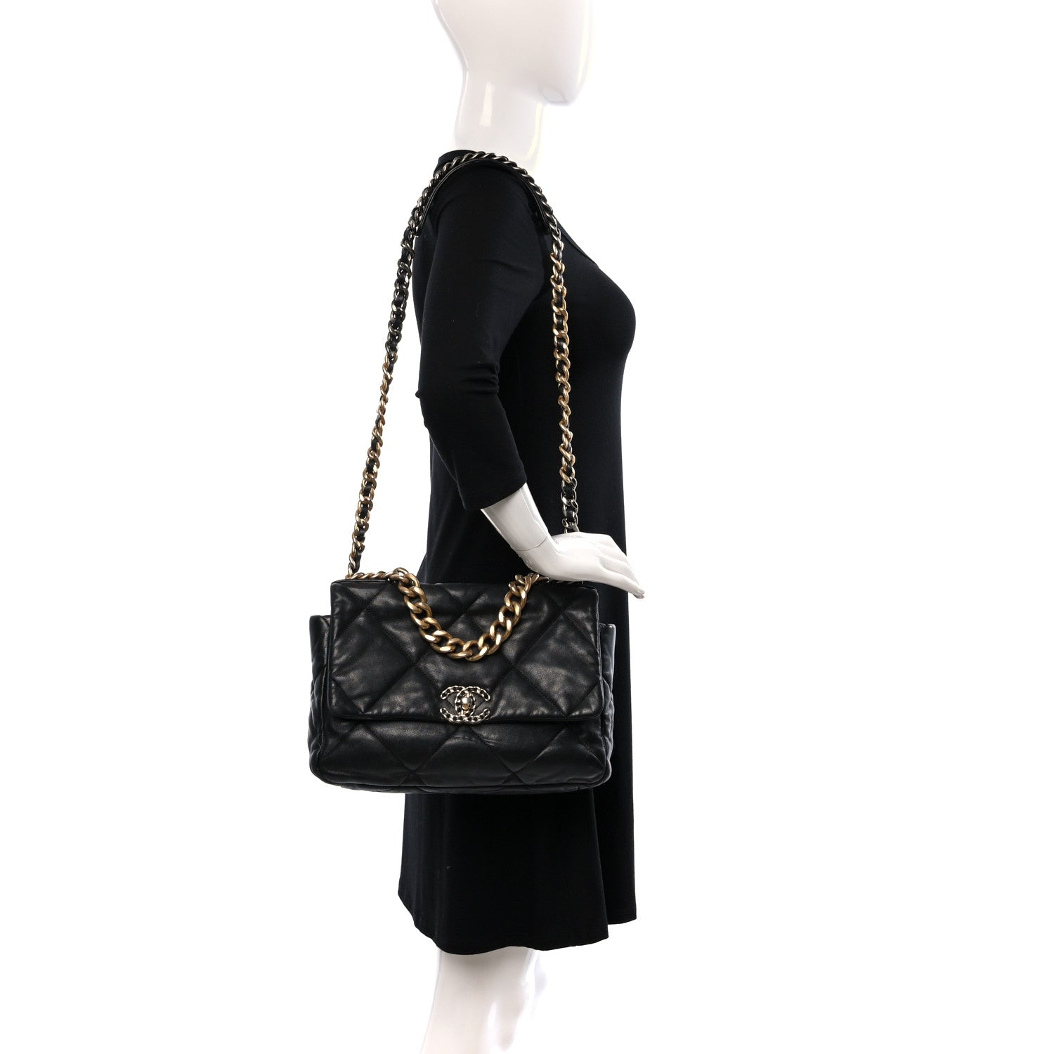 Chanel Lambskin Quilted Large Chanel 19 Flap Black 2 of 14