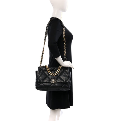 Chanel Lambskin Quilted Large Chanel 19 Flap Black 2 of 14
