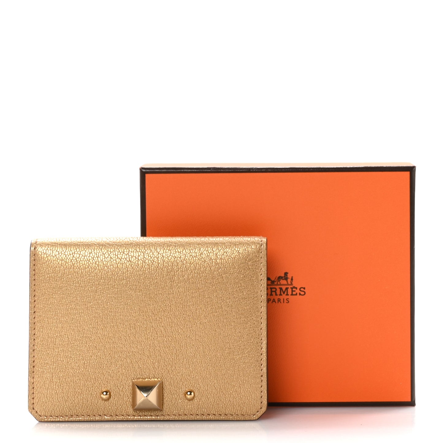 Metallic Chevre Chamkilight Medor Card Holder Dore