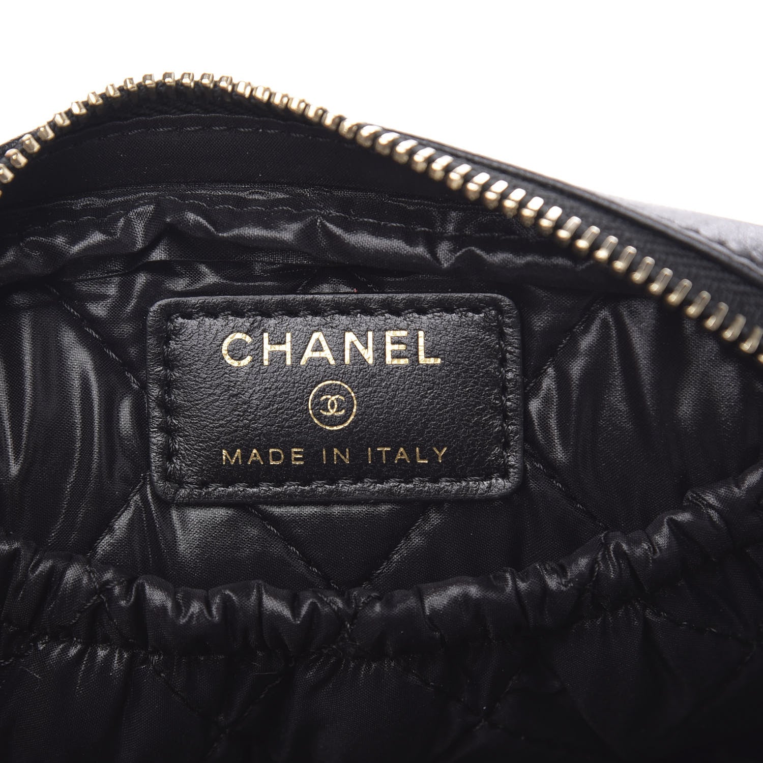 Chanel Lambskin Quilted Small Curvy Pouch Cosmetic Case Black 6 of 9