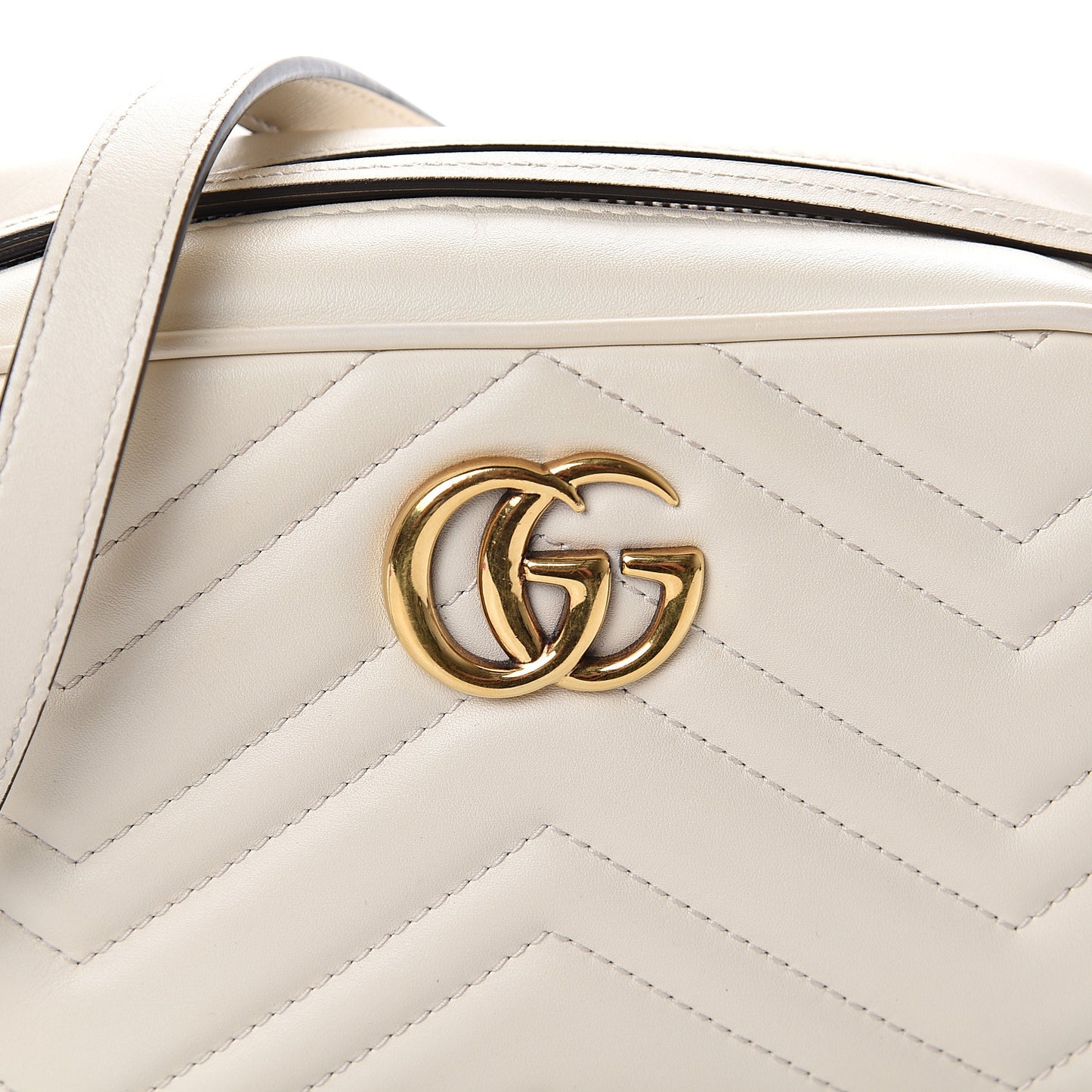 Calfskin Matelasse Mini GG Marmont Chain Shoulder Bag White