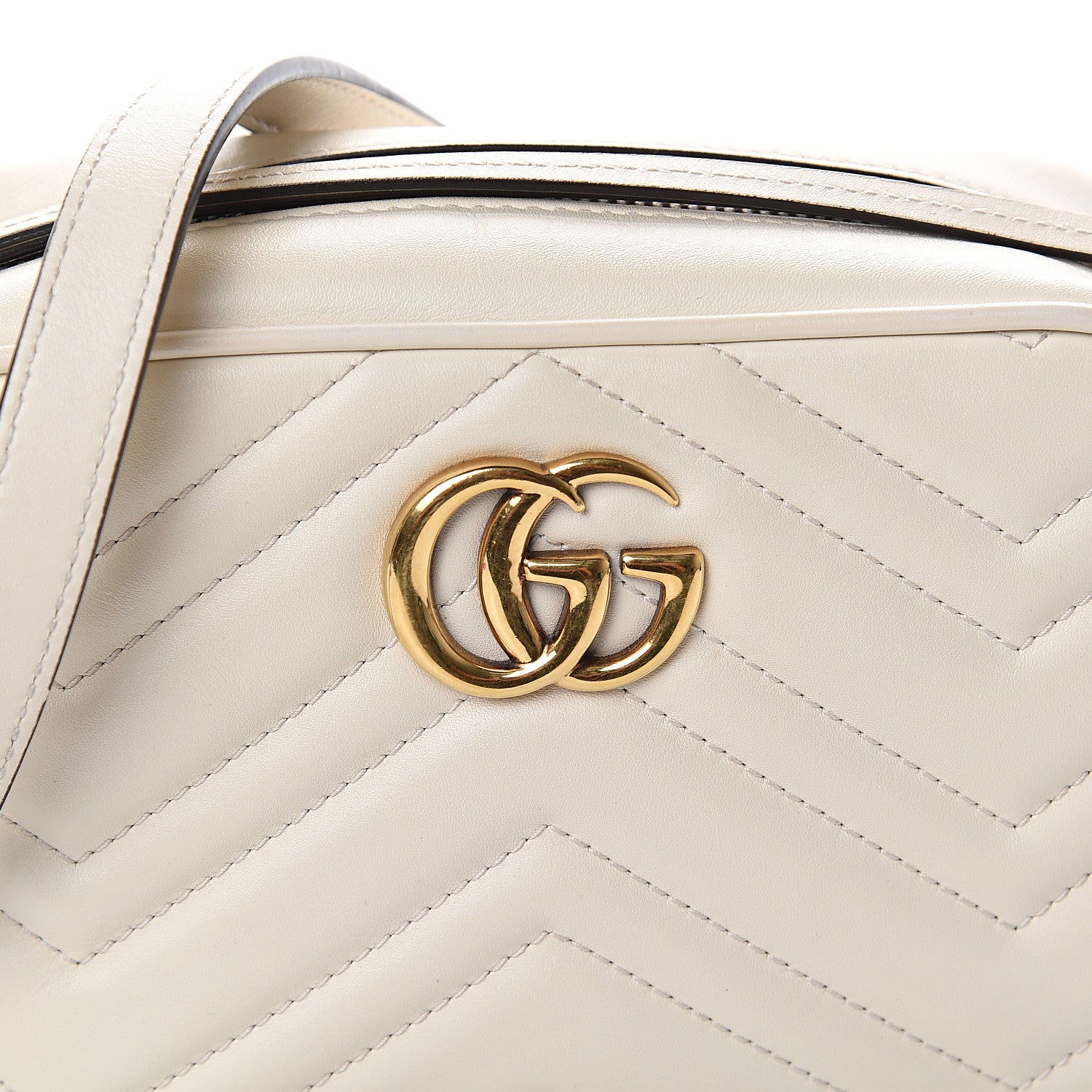 Gucci Calfskin Matelasse Mini GG Marmont Chain Shoulder Bag White 6 of 8