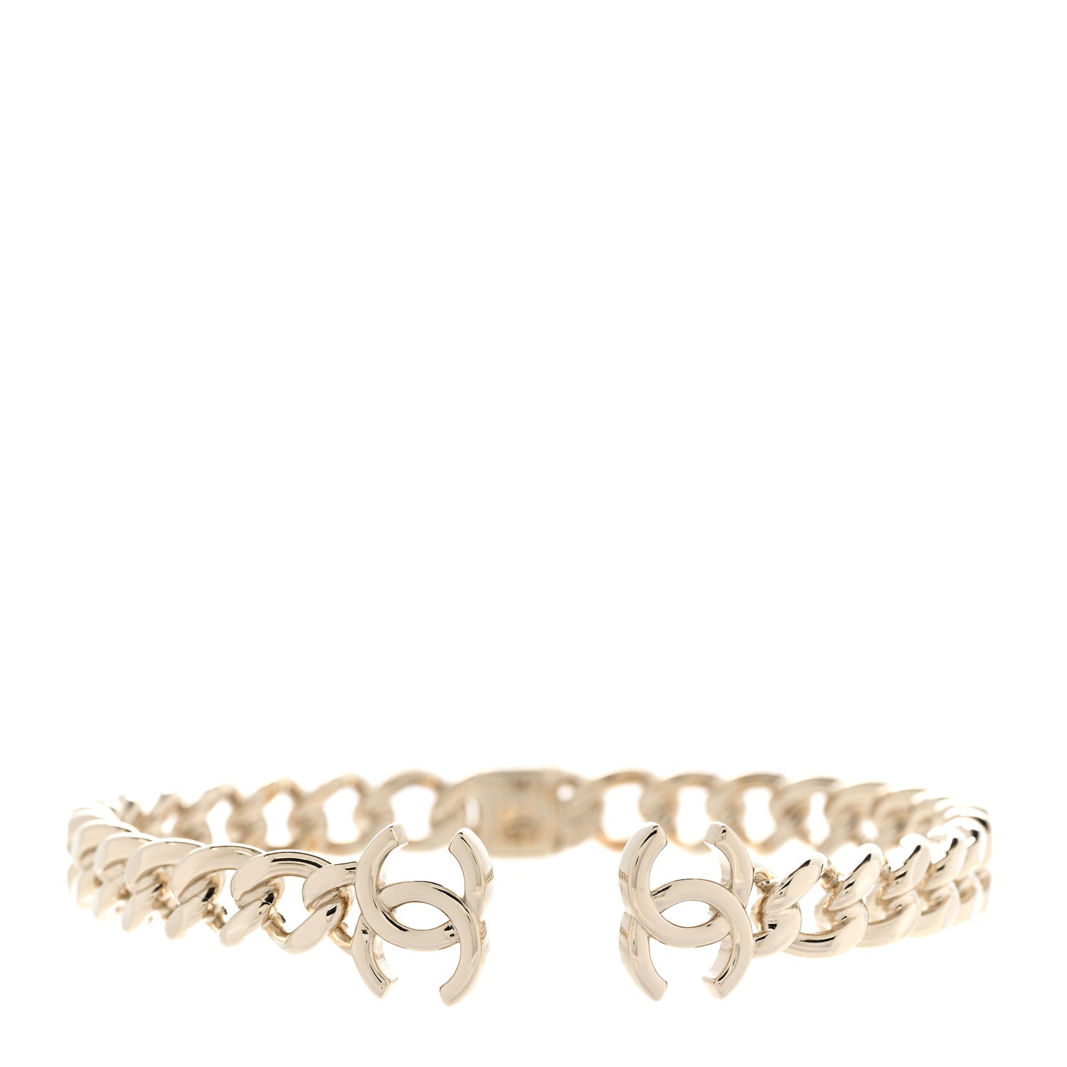 Chanel Metal CC Chain Link Choker Necklace M Gold 1 of 6