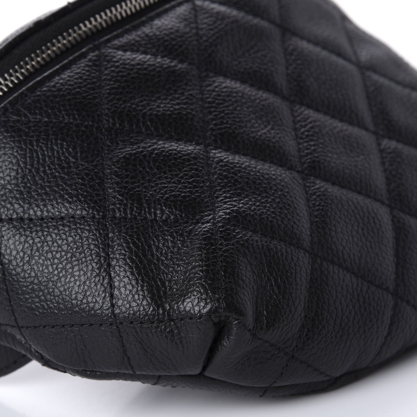 Grained Calfskin Quilted Waist Belt Bag Black