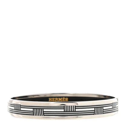 Hermes Enamel Printed Narrow Bracelet 65 Black White 1 of 6