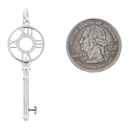 Tiffany 18K White Gold Diamond Atlas Key Pendant 2 of 4