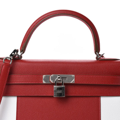 Hermes Epsom Flag Kelly Sellier 32 Rouge Casaque White 10 of 11