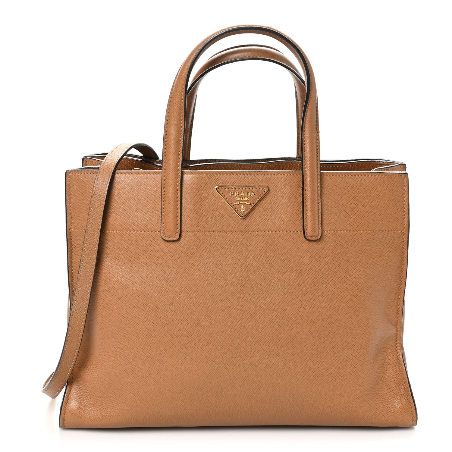 Prada Saffiano Soft Triple Pocket Tote Caramel 1 of 10