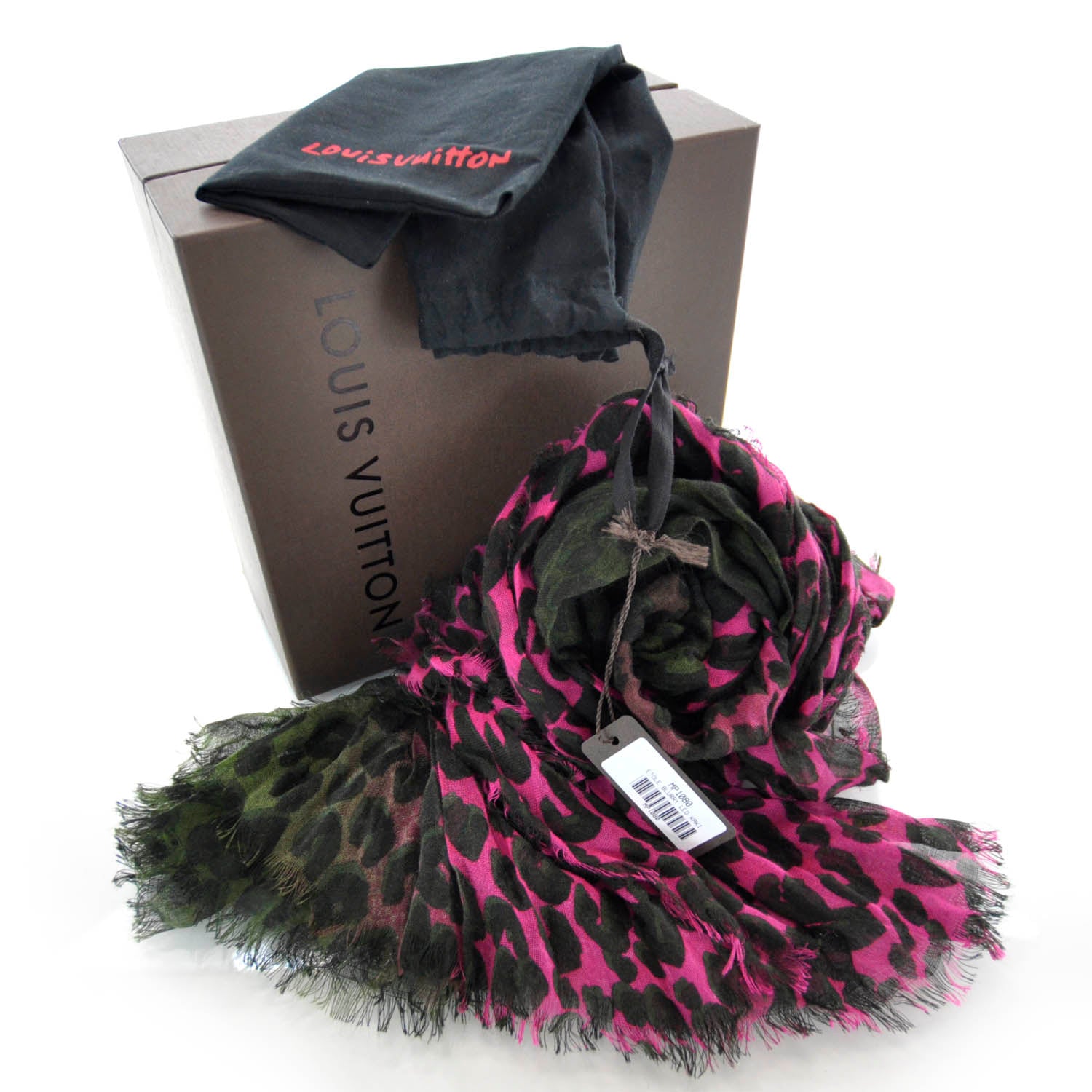 Louis Vuitton Cashmere Silk Leopard Blurry Leo Stole Kaki 7 of 7
