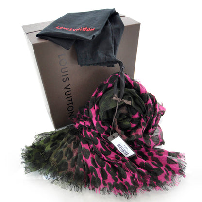 Louis Vuitton Cashmere Silk Leopard Blurry Leo Stole Kaki 7 of 7