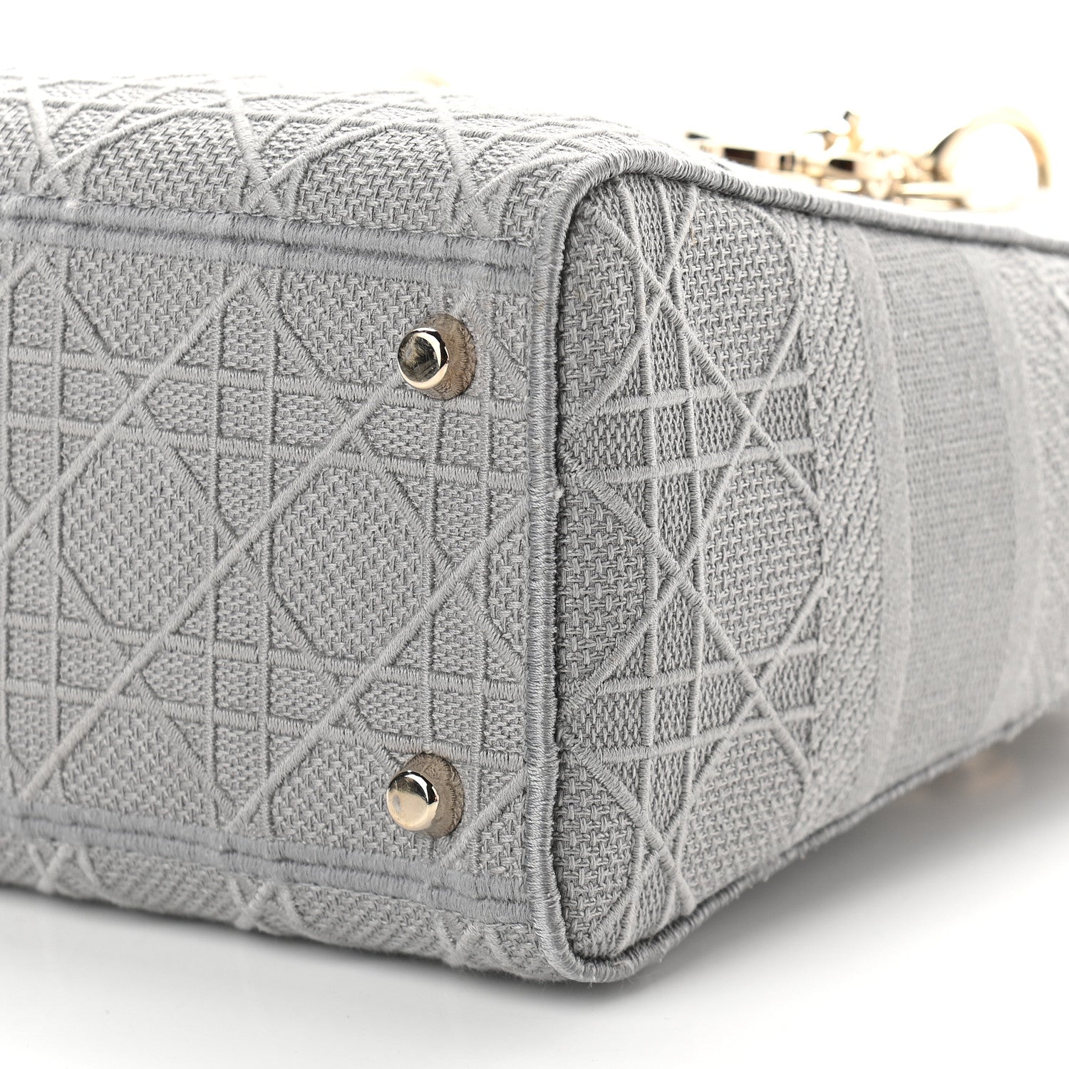 Christian Dior Canvas Embroidered Cannage Medium Lady D-Lite Gray 7 of 7