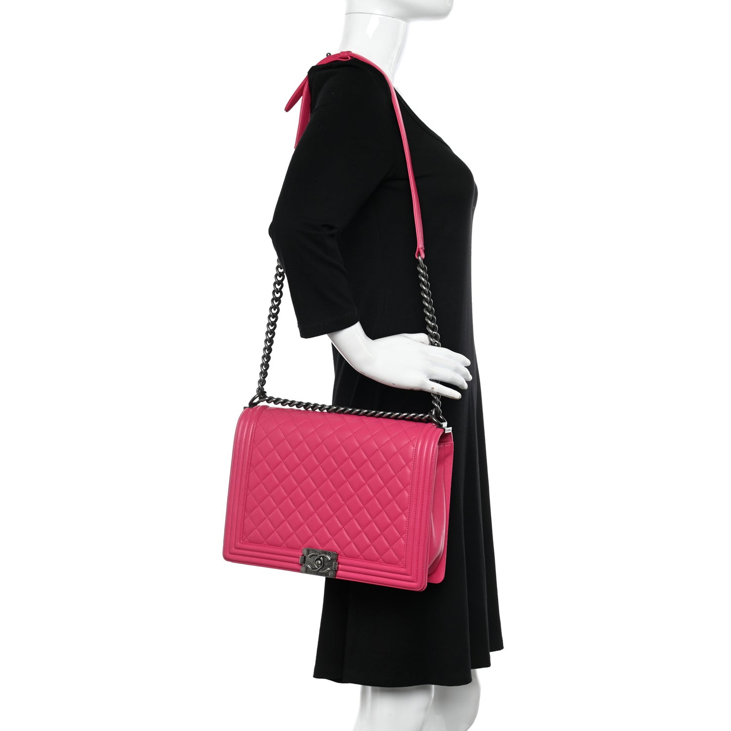 Lambskin Quilted Large Boy Flap Pink