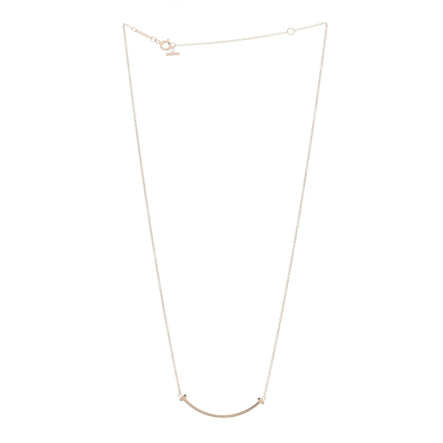 Tiffany 18K Rose Gold Small T Smile Pendant Necklace 3 of 5