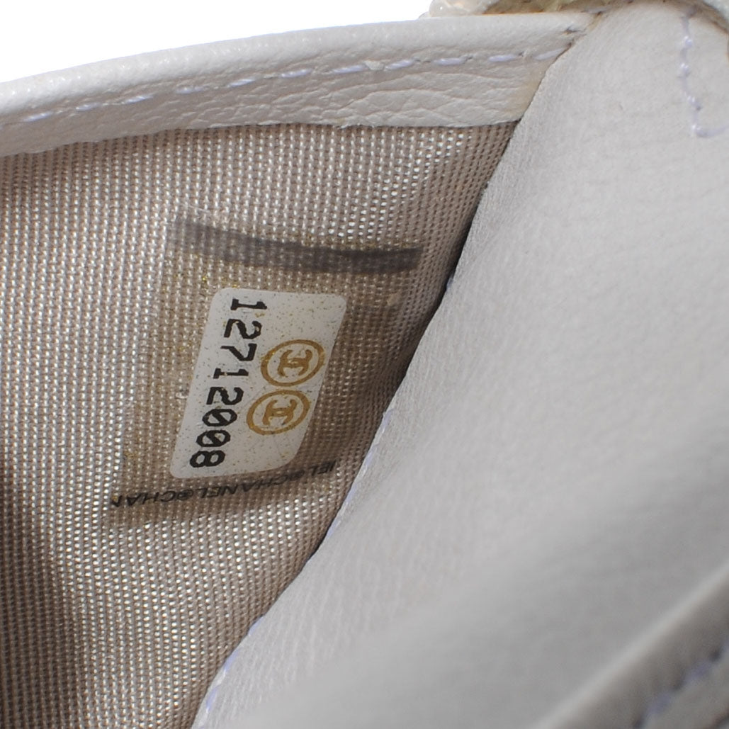 Leather CC Camellia Zip Organizer Wallet Off White