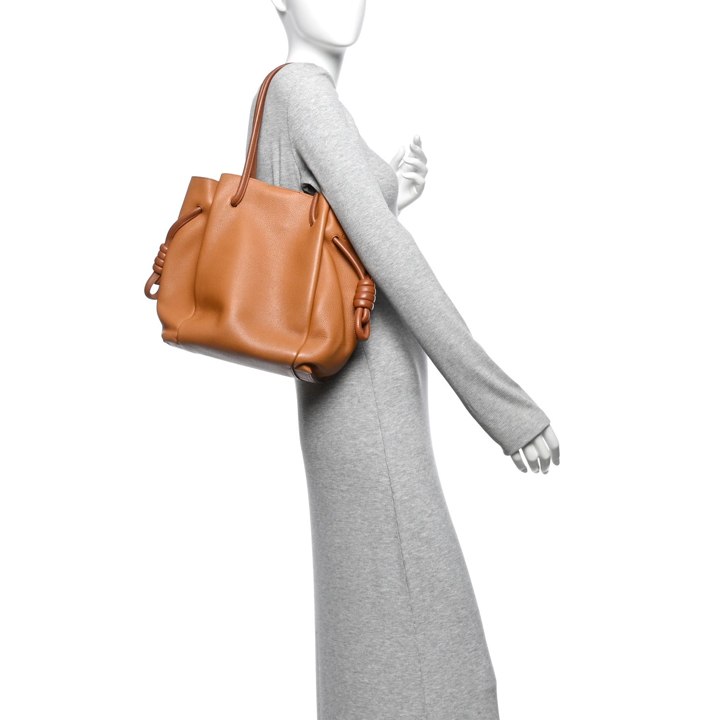 Calfskin Small Flamenco Knot Bag Caramel