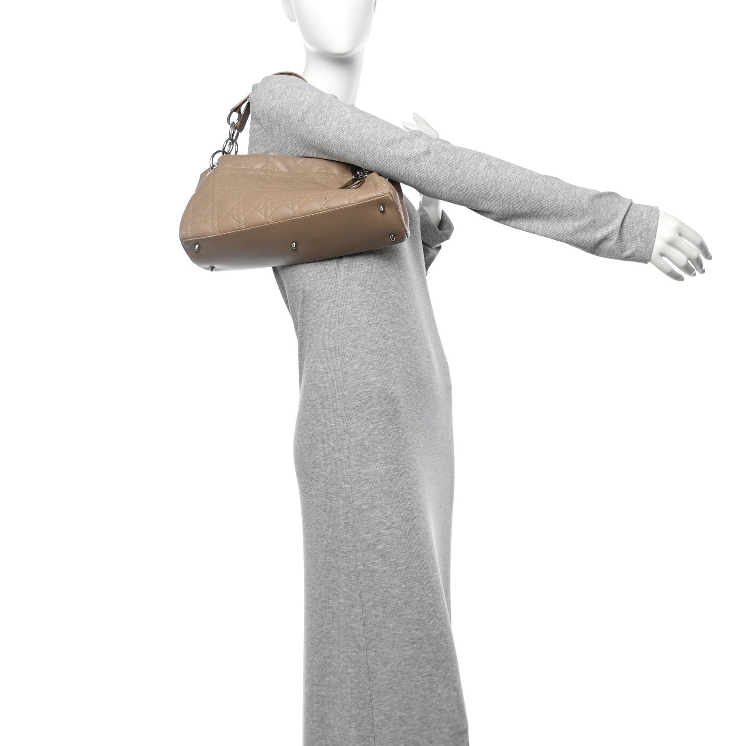 Christian Dior Lambskin Cannage Soft East West Tote Beige 2 of 12