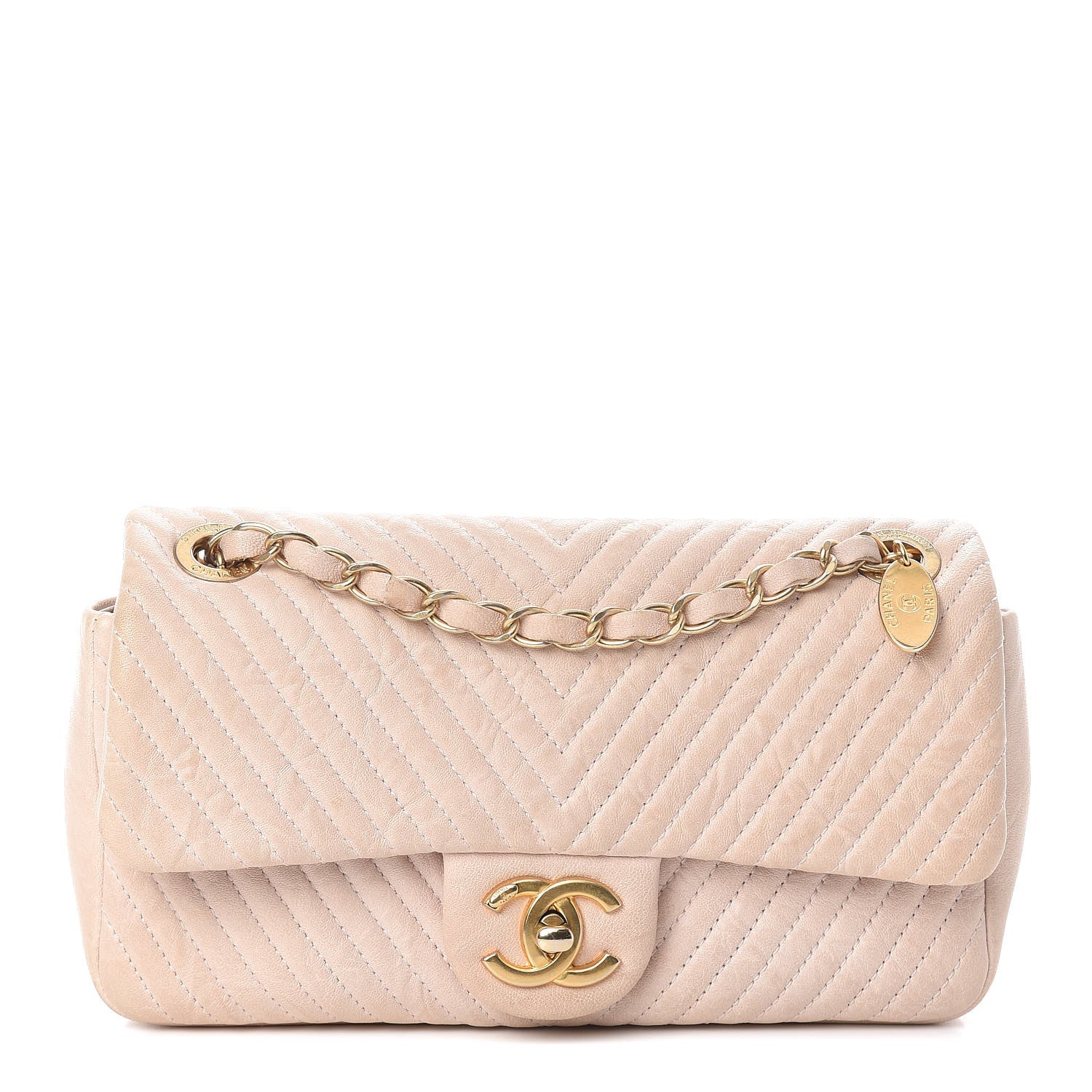 Chanel Calfskin Chevron Small Surpique Flap Ivory 1 of 17