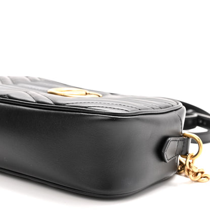 Gucci Calfskin Matelasse Small GG Marmont Chain Shoulder Bag Black 10 of 10