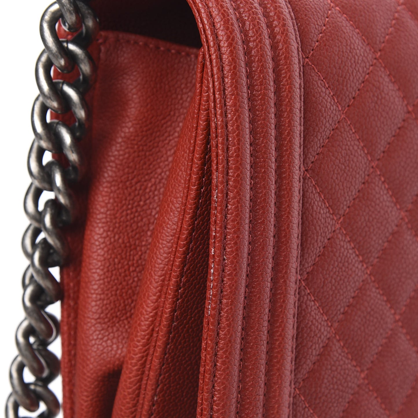 Caviar Quilted New Medium Boy Flap Dark Red