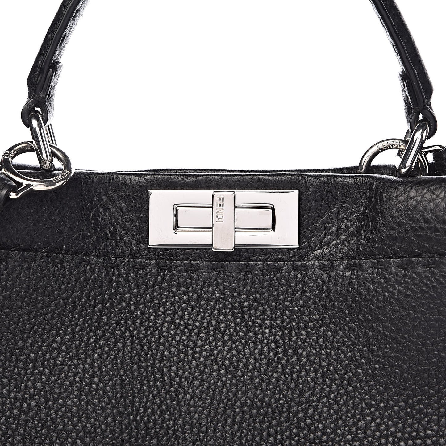 Cuoio Romano Selleria Bi-Color Medium Peekaboo Iconic Satchel Black Mou