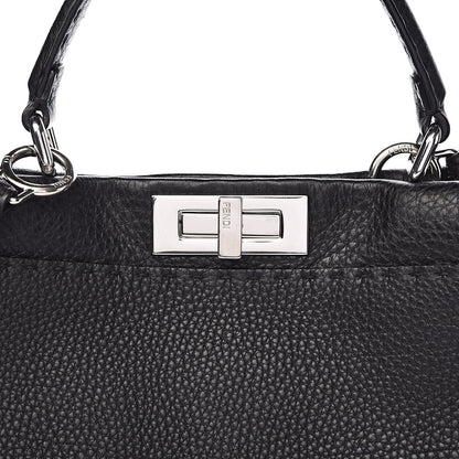 Fendi Cuoio Romano Selleria Bi-Color Medium Peekaboo Iconic Satchel Black Mou 12 of 13