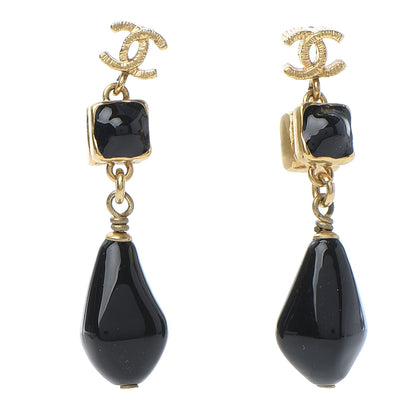 Chanel Bead CC Drop Earrings Black Gold 1 of 4