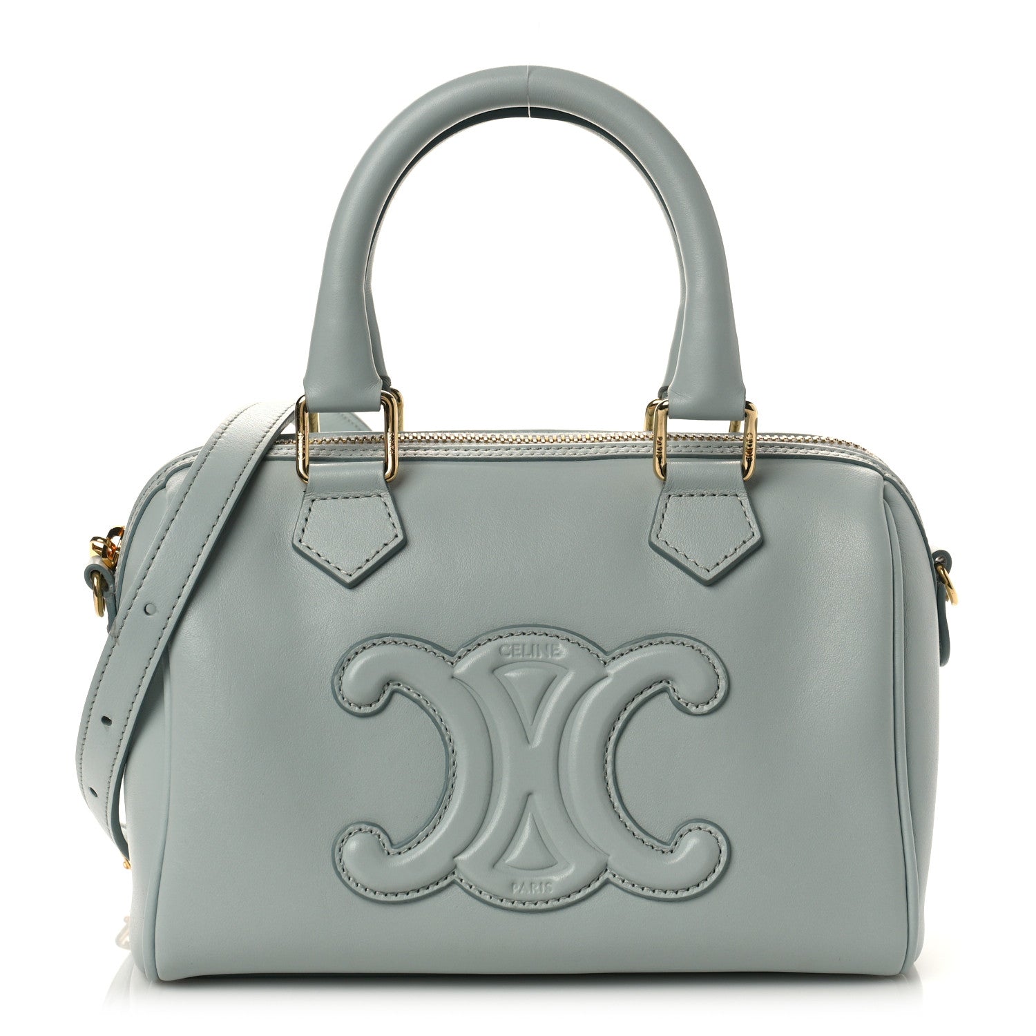 Celine Smooth Calfskin Triomphe Small Boston Bag Soft Blue 1 of 8