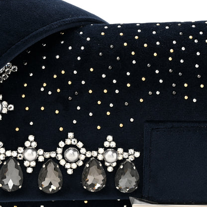 Fendi Velvet Crystal Embellished Baguette Midnight 8 of 10