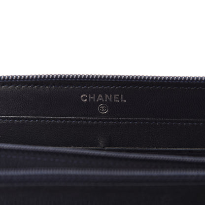 Chanel Lambskin Quilted Boy Zip Around Wallet Navy 6 of 9