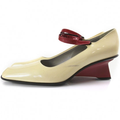 Prada Vernice Heels 38.5 Beige Red 2 of 6