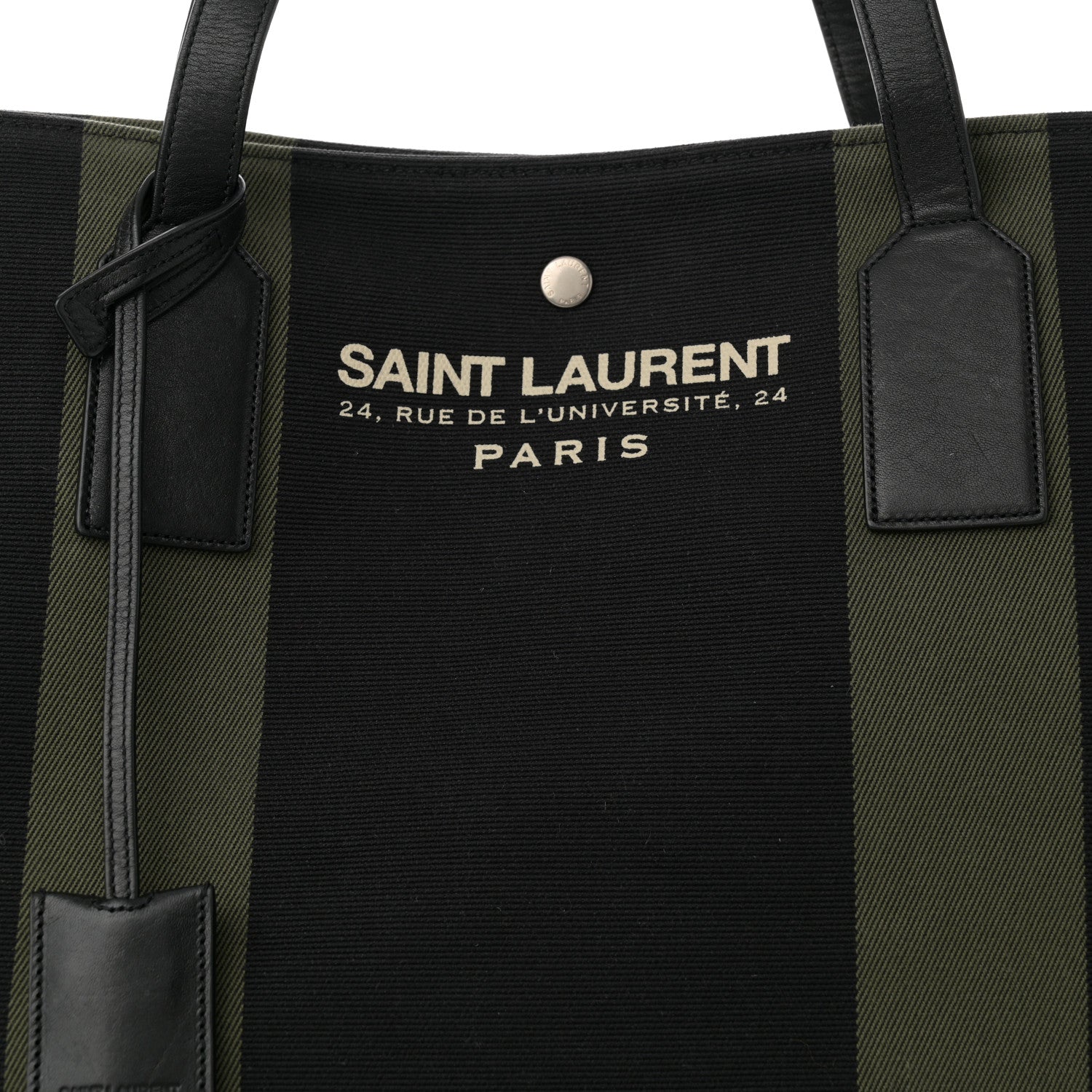Saint Laurent Canvas Beach Shopping East West Tote Black 8 of 11