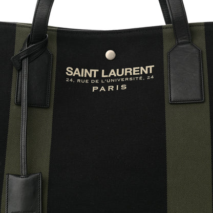 Saint Laurent Canvas Beach Shopping East West Tote Black 8 of 11